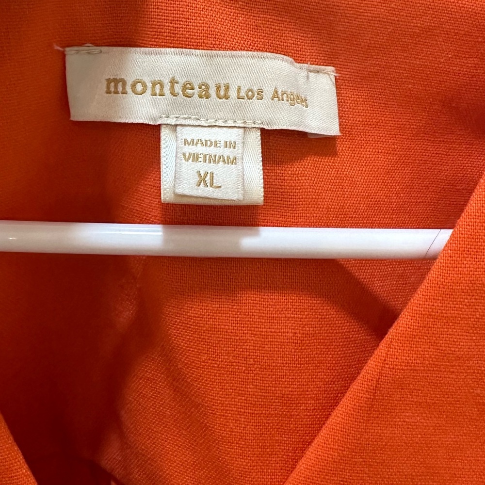 Orange Ruffled V-Neck Top - junior XL - Picture 4 of 8